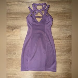 Tobi Lavender Strappy V‑Neck Mini Dress